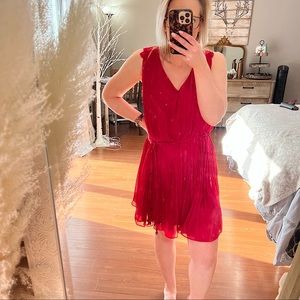 NWT She & Sky Pink Pleated Dress with braided tie belt-size Medium